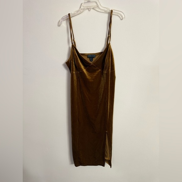 Forever 21 Dresses & Skirts - New Forever 21 Plus Burnished Gold Velour Bodycon Dress Women’s Size 3X